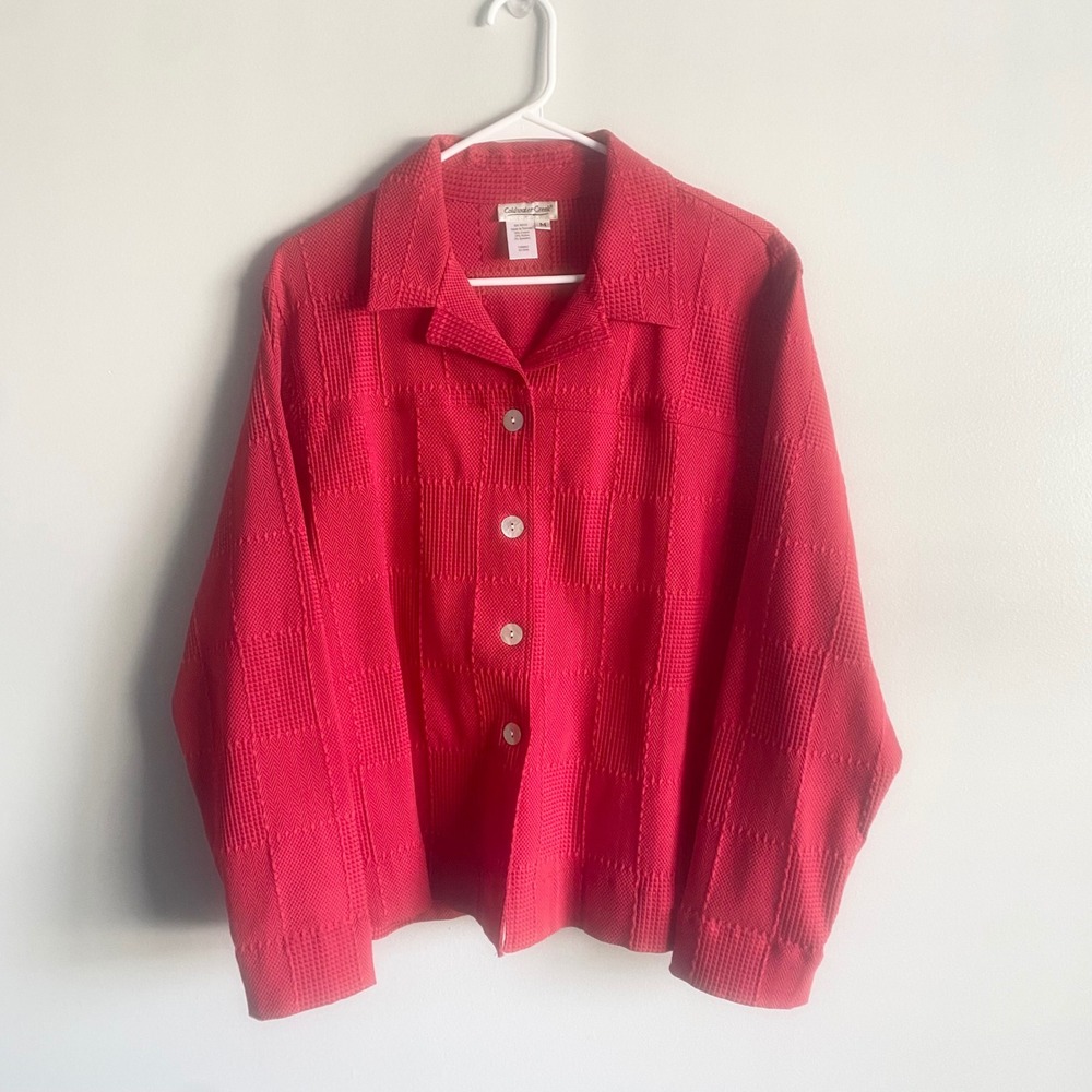 Coldwater Creek Vintage Red Stretch Button Up Jacket Lightweight Size Medium